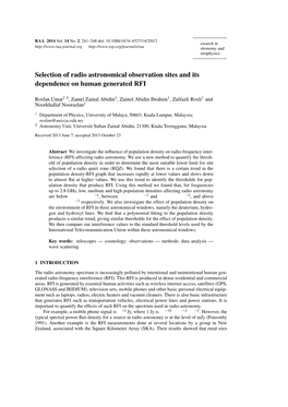 Selection of Radio Astronomical Observation Sites and Its Dependence on Human Generated RFI