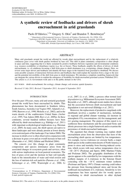 A Synthetic Review of Feedbacks and Drivers of Shrub Encroachment in Arid Grasslands