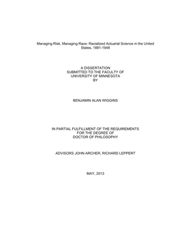 Racialized Actuarial Science in the United States, 1881-1948