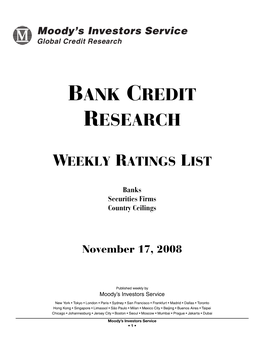 Bank Credit Research
