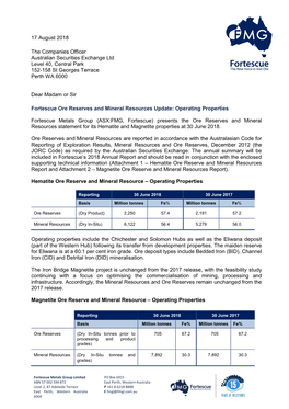 17 August 2018 the Companies Officer Australian Securities