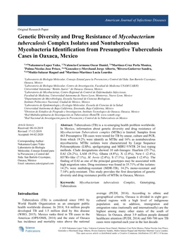 Genetic Diversity and Drug Resistance of Mycobacterium