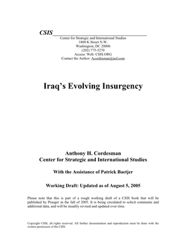 Iraq's Evolving Insurgency