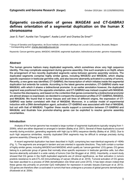 Epigenetic Co-Activation of Genes MAGEA6 and CT-GABRA3 Defines Orientation of a Segmental Duplication on the Human X Chromosome