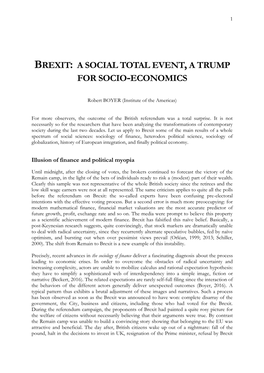 Brexit: a Social Total Event, a Trump for Socio-Economics