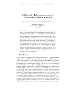 Collaborative Information Access: a Conversational Search Approach