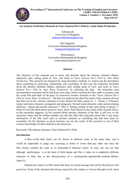 Proceeding of 1St International Conference on the Teaching of English and Literature Bengkulu, Indonesia, October 27Th, 2020ISBN