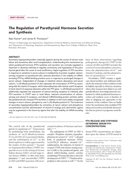 The Regulation of Parathyroid Hormone Secretion and Synthesis