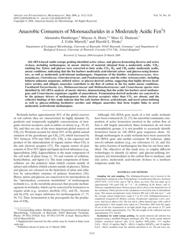 Anaerobic Consumers of Monosaccharides in a Moderately Acidic Fenᰔ† Alexandra Hamberger,1 Marcus A