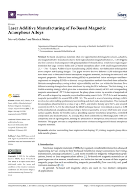 Laser Additive Manufacturing of Fe-Based Magnetic Amorphous Alloys