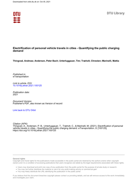 Electrification of Personal Vehicle Travels in Cities - Quantifying the Public Charging Demand