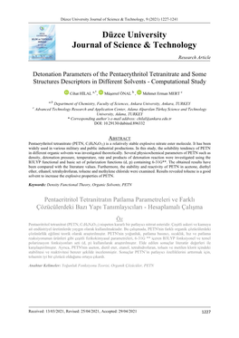 Düzce University Journal of Science & Technology