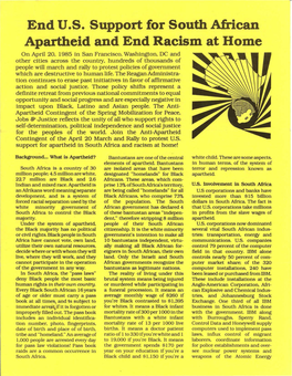 End U.S. Support for South African Apartheid and End Racism at Home on April 20, 1985 in San Francisco, Washington, DC and Other Cities Across the Country