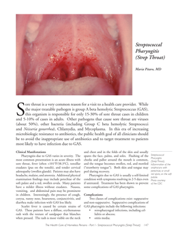 Streptococcal Pharyngitis (Strep Throat)