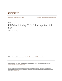 Old School Catalog 1915-16, the Department Of