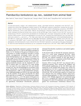 Paenibacillus Konkukensis Sp. Nov., Isolated from Animal Feed