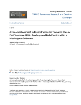 A Household Approach to Reconstructing the Townsend Sites in East Tennessee, U.S.A.: Foodways and Daily Practice Within a Mississippian Settlement