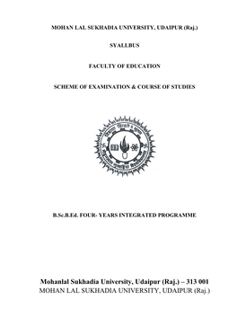 B.Sc. B.Ed. Syllabus