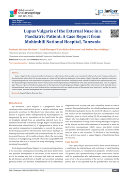 Lupus Vulgaris of the External Nose in a Paediatric Patient: a Case Report from Muhimbili National Hospital, Tanzania