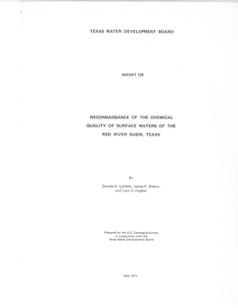 Reconaissance of the Chemical Quality of Surface Waters of The