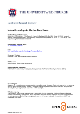 Icelandic Analogs to Martian Flood Lavas