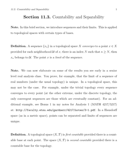 Section 11.3. Countability and Separability