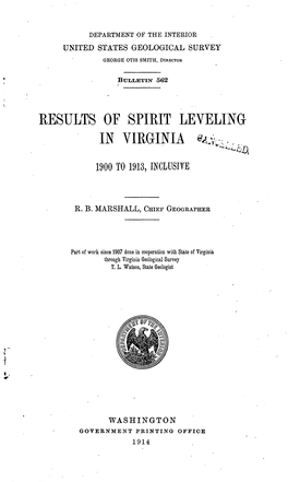 RESULTS of SPIRIT LEVELING in VIRGINIA ^,V ^£A