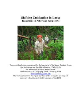 Shifting Cultivation in Laos: Transitions in Policy and Perspective