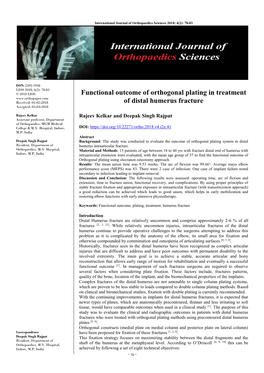 Functional Outcome of Orthogonal Plating in Treatment of Distal