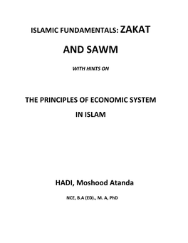 Islamic Foundamentals: Zakat and Sawm with Hints on the Principles