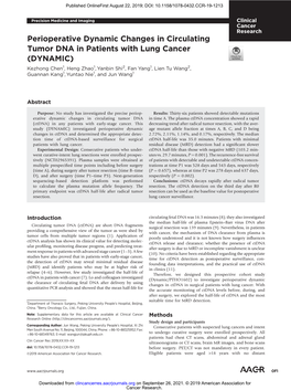 Perioperative Dynamic Changes in Circulating Tumor DNA in Patients