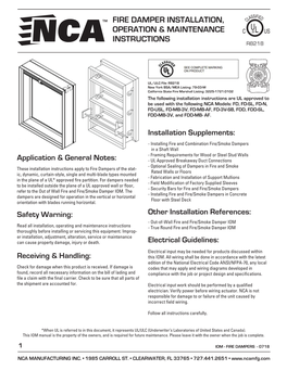 Fire Damper Installation, Operation & Maintenance