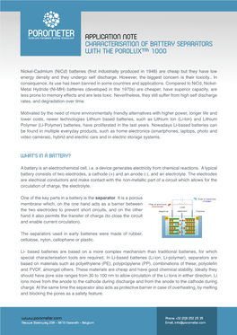 Characterisation of Battery Separators with the Porolux™ 1000