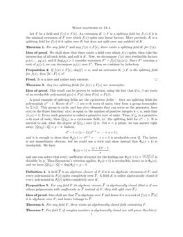 An Extension K ⊃ F Is a Splitting Field for F(X)