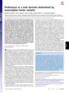 Preferences in a Trait Decision Determined by Transcription Factor Variants