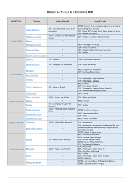 Horaires Des Messes De L'assomption 2020