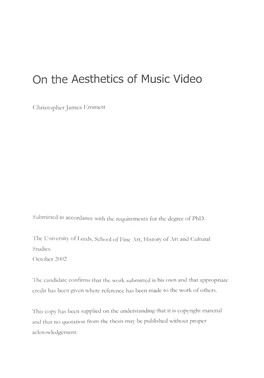 On the Aesthetics of Music Video