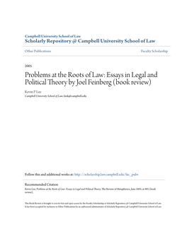 Essays in Legal and Political Theory by Joel Feinberg (Book Review) Kevin P