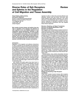 Review Diverse Roles of Eph Receptors and Ephrins in The