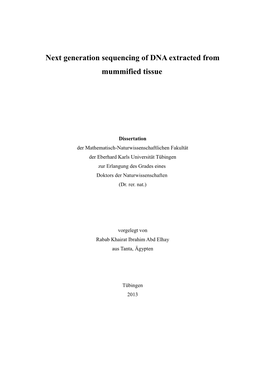 Next Generation Sequencing of DNA Extracted from Mummified Tissue