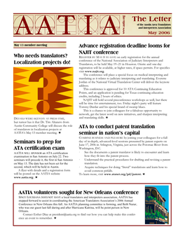 The AATIA Letter, May 2006