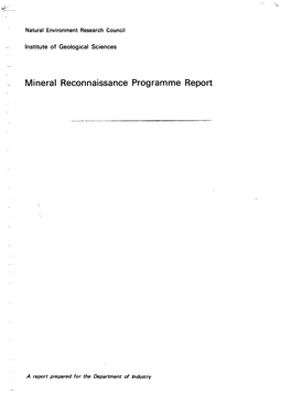 Mineral Reconnaissance Programme Report