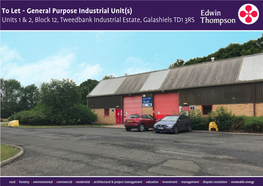 To Let - General Purpose Industrial Unit(S) Units 1 & 2, Block 12, Tweedbank Industrial Estate, Galashiels TD1 3RS