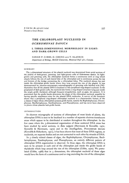 The Chloroplast Nucleoid in Ochromonas Danica I