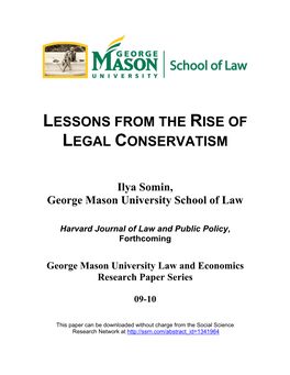 Lessons from the Rise of Legal Conservatism