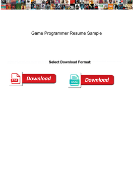 Game Programmer Resume Sample