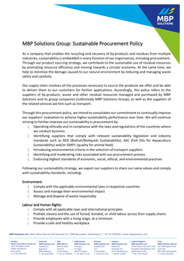 Sustainable Procurement Policy