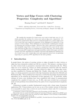 Vertex and Edge Covers with Clustering Properties: Complexity and Algorithms∗