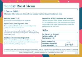 Sunday Roast Menu