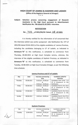 HIGH COURT of JAMMU & KASHMIR and LADAKH 72.Lj